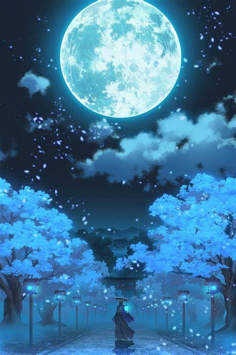 anime blue moon wallpaper|blue aesthetic wallpaper moon.